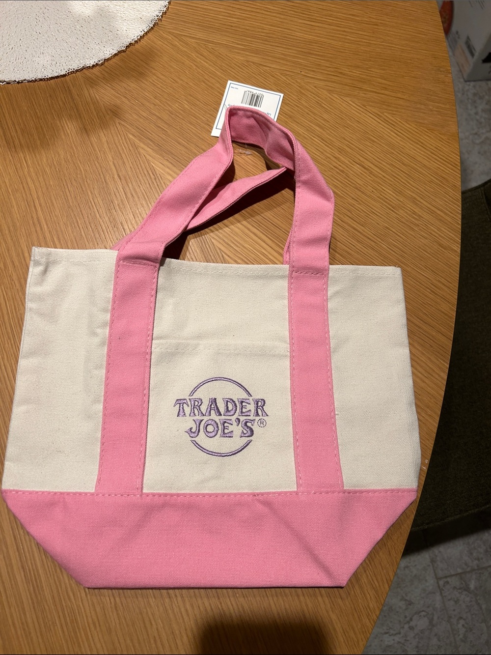 Trader Joe's Pink & Cream Canvas Tote